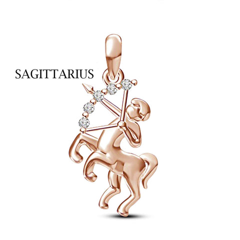 atjewels 18K Rose Gold Over 925 Sterling Silver Round Cut White Cubic Zirconia Sagittarius Zodiac Pendant MOTHER'S DAY SPECIAL OFFER - atjewels.in