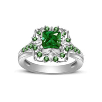 atjewels Princess & Round Cut Green Emerald .925 Sterling Silver Engagement Ring Size 11 For Women's and Girl's MOTHER'S DAY SPECIAL OFFER - atjewels.in