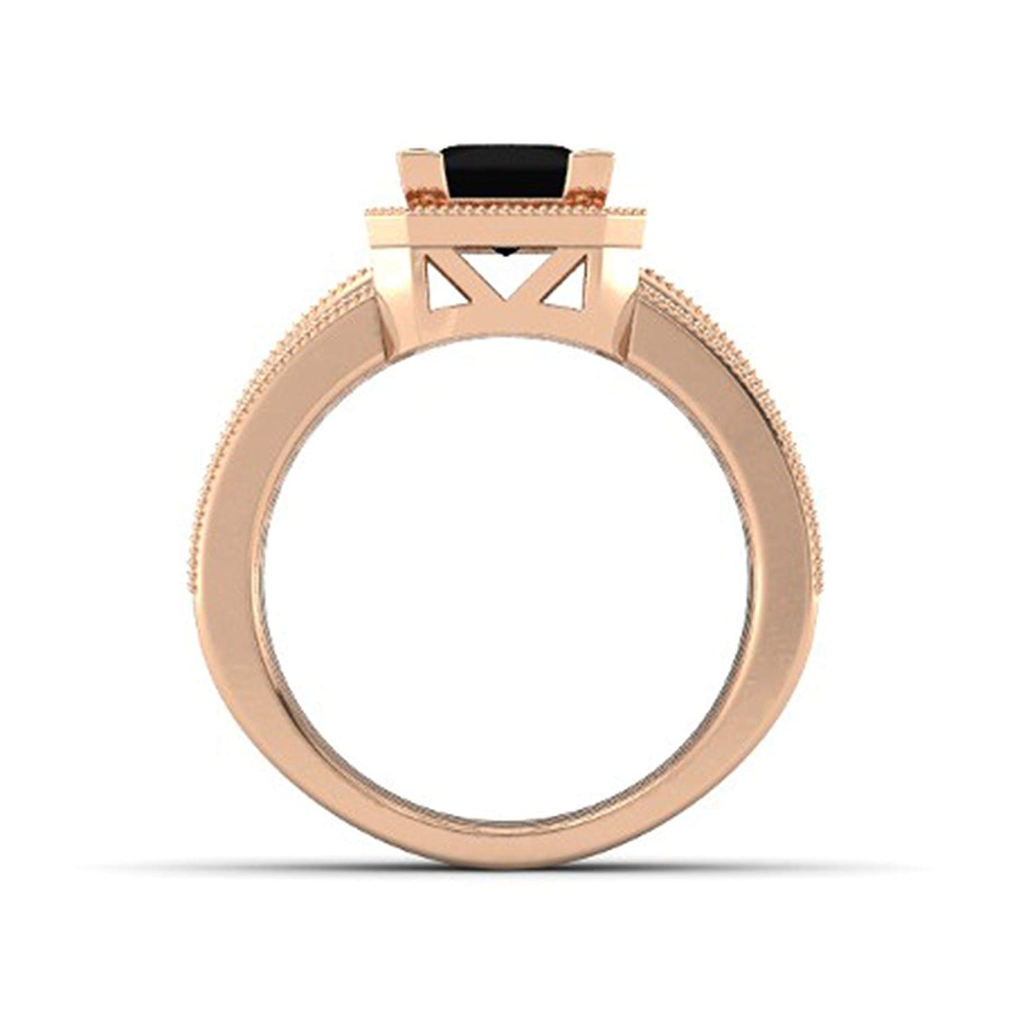atjewels Republic Day Offers 18K Rose Gold Over 925 Silver Princess and Round Black and White CZ Engagement Ring MOTHER'S DAY SPECIAL OFFER - atjewels.in