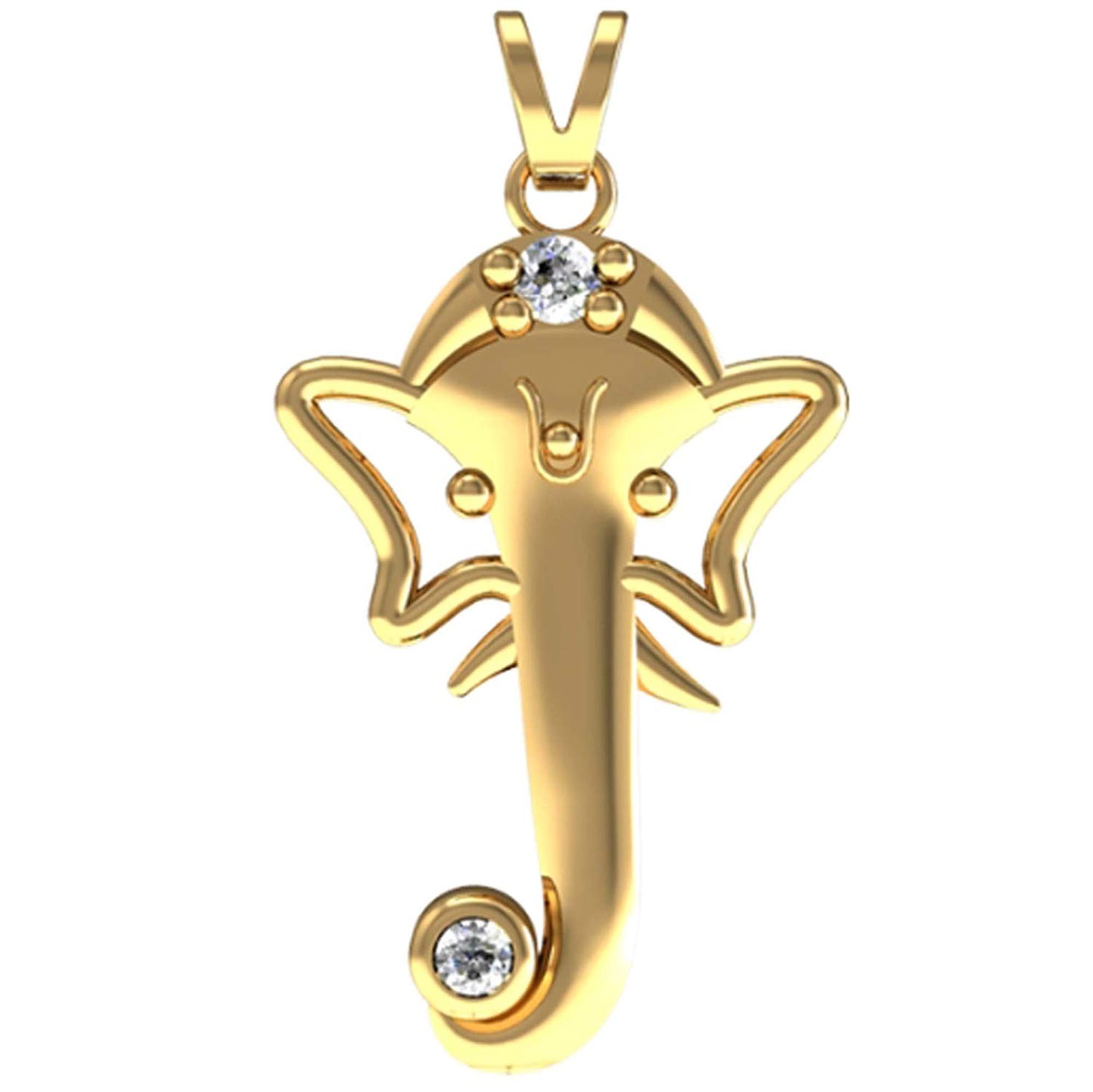 atjewels Ganesh Festival Special 14K Two Tone Gold Plated .925 Steling Silver Round Cut White Cubic Zirconia Without Chain Ganesh Pendant MOTHER'S DAY SPECIAL OFFER - atjewels.in