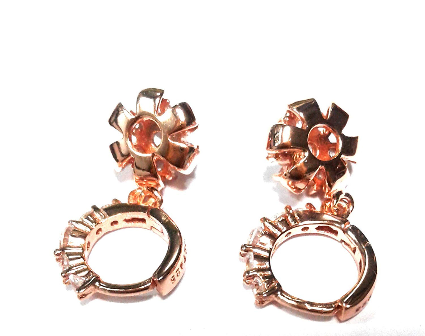 atjewels Round Cut White CZ 14k Rose Gold Over 925 Sterling Silver Drop Dangle Earrings For Girl's and Women's For MOTHER'S DAY SPECIAL OFFER - atjewels.in