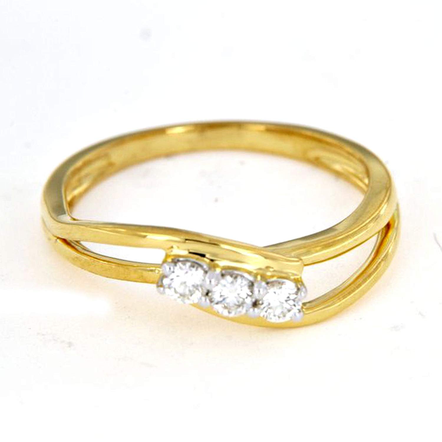atjewels Round Zirconia Three Stone Ring For Women's with 14K Gold Over .925 Sterling Silver MOTHER'S DAY SPECIAL OFFER - atjewels.in