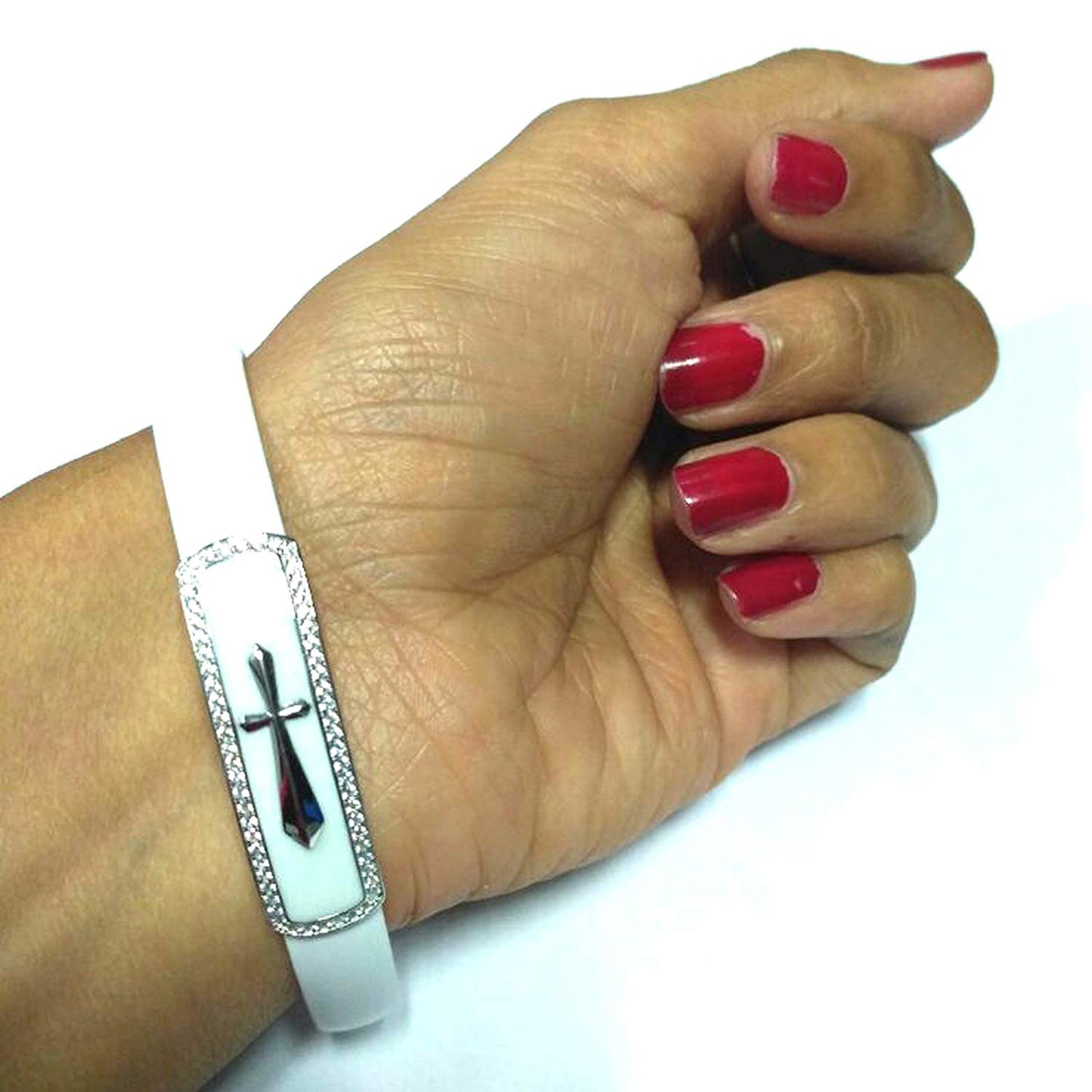 atjewels .925 Sterling Silver W/ Round Cut White Cz Flat USB Cable,Data Charging Cord White Color Bracelet MOTHER'S DAY SPECIAL OFFER - atjewels.in