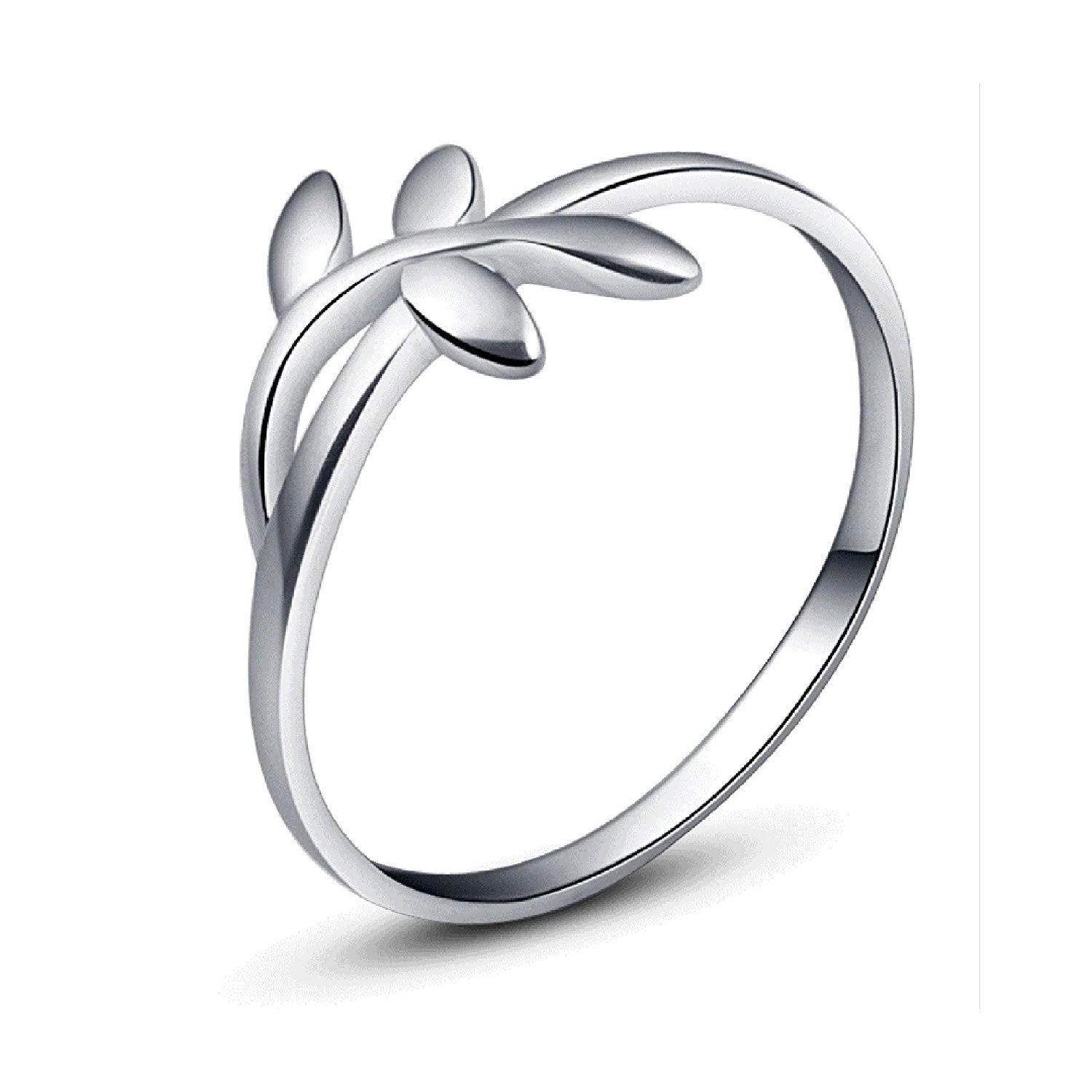 atjewels 14K White Gold Over 925 Sterling Silver Plain Bypass Leaf Ring For Women's MOTHER'S DAY SPECIAL OFFER - atjewels.in