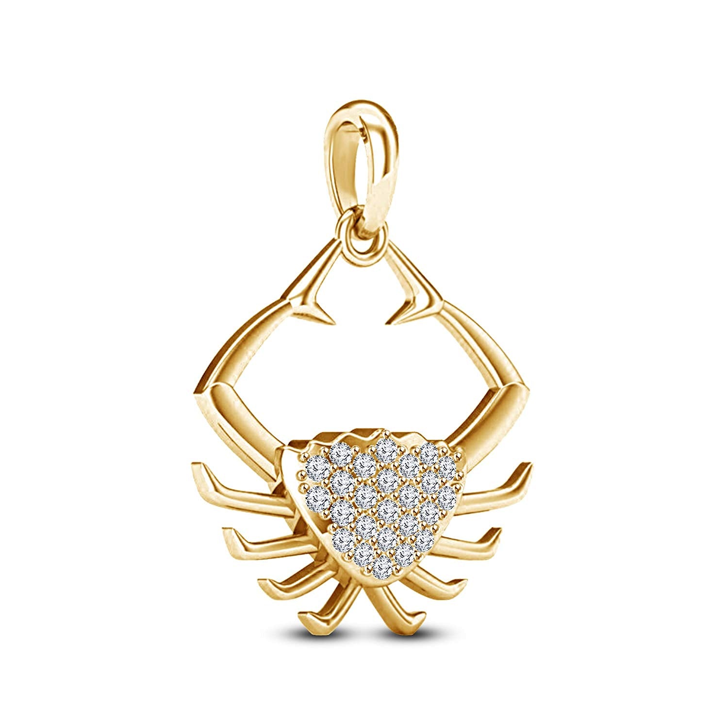 atjewels Sea Crab Pendant For Men's in 18K Yellow Gold On .925 Silver White CZ MOTHER'S DAY SPECIAL OFFER - atjewels.in