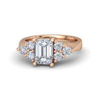 atjewels 18K Rose Gold Over 925 Silver Emerald and Round White CZ Engagement Ring MOTHER'S DAY SPECIAL OFFER - atjewels.in