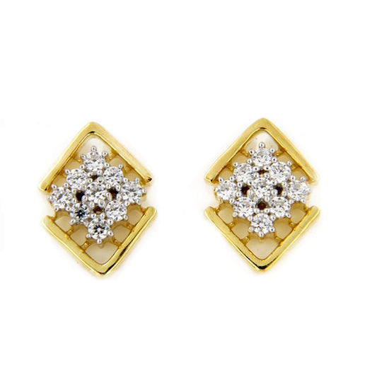 atjewels 18K Yellow Gold Over 925 Sterling Siver White CZ Post Back Wedding Stud Earring MOTHER'S DAY SPECIAL OFFER - atjewels.in