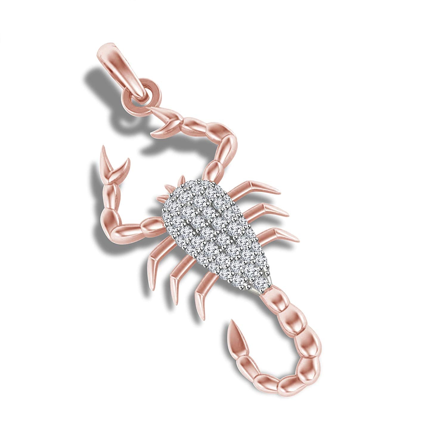 atjewels 18K Rose Gold On Sterling Silver Round White CZ without Chain Scorpio Pendant MOTHER'S DAY SPECIAL OFFER - atjewels.in