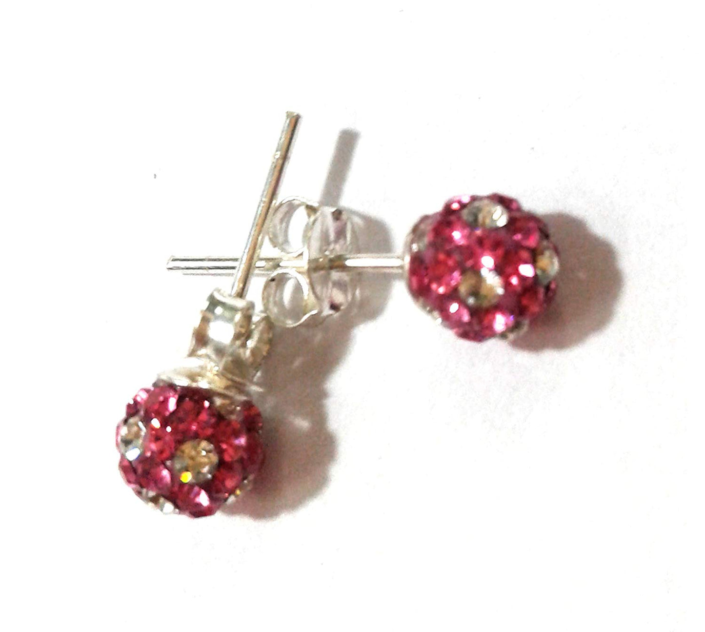 atjewels Round Cut Crystal Sterling Silver Pave Ball Stud Earrings, 5.6MM Crystal Fireball Disco Ball Earrings 1 Pair For Girl's and Women's Fancy Party Wear EarringsMOTHER'S DAY SPECIAL OFFER - atjewels.in