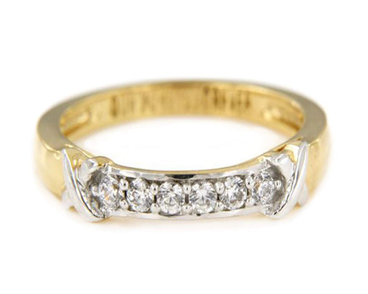 atjewels 0.41 CT White Cubic Zirconia with 18K Yellow Gold Plated Sterling Silver Round Cut Engagement Ring MOTHER'S DAY SPECIAL OFFER - atjewels.in