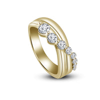 atjewels 14K Yellow Gold Over Sterling Silver White Round Cut Ring for Women's MOTHER'S DAY SPECIAL OFFER - atjewels.in