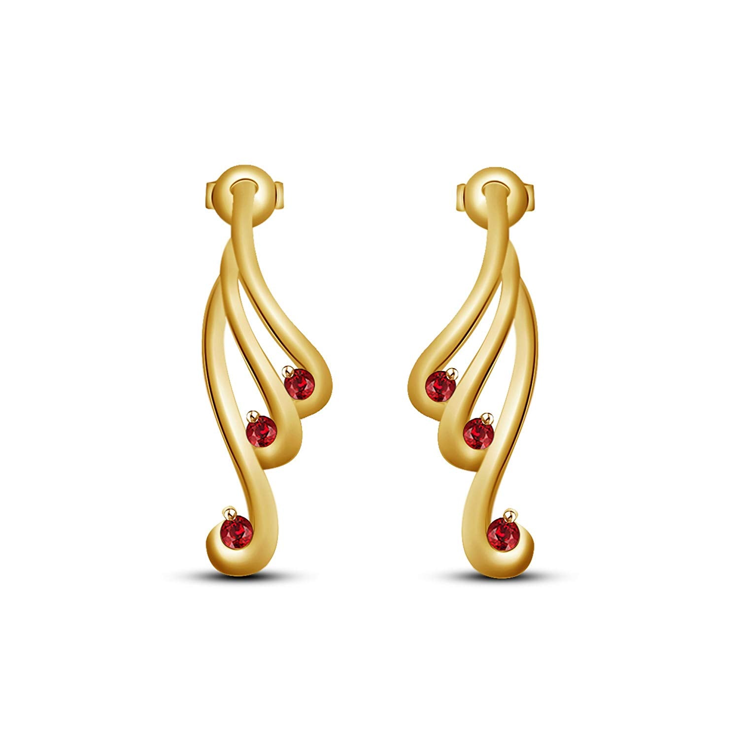 Fashionable 14k Yellow Gold Over .925 Silver Red Ruby Women's Stud Earrings MOTHER'S DAY SPECIAL OFFER - atjewels.in