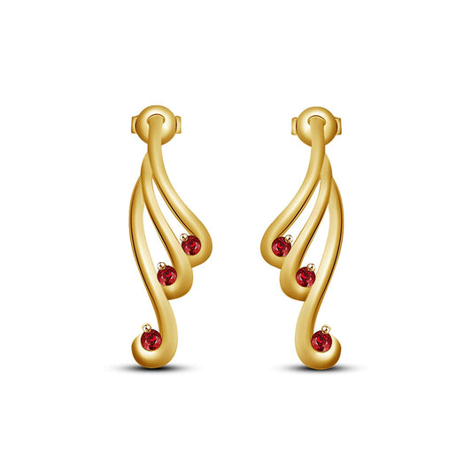 Fashionable 14k Yellow Gold Over .925 Silver Red Ruby Women's Stud Earrings MOTHER'S DAY SPECIAL OFFER - atjewels.in