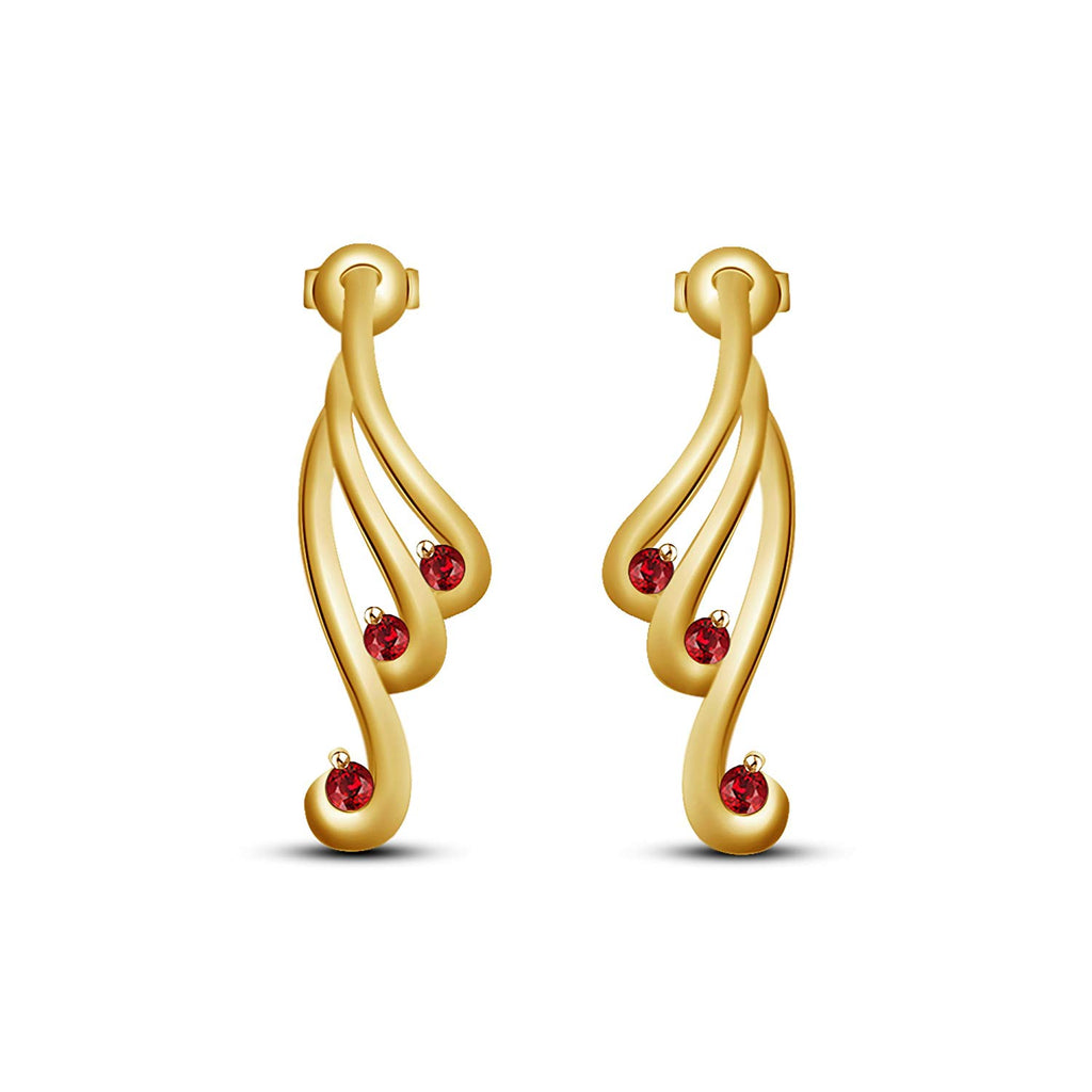 Fashionable 14k Yellow Gold Over .925 Silver Red Ruby Women's Stud Earrings MOTHER'S DAY SPECIAL OFFER - atjewels.in