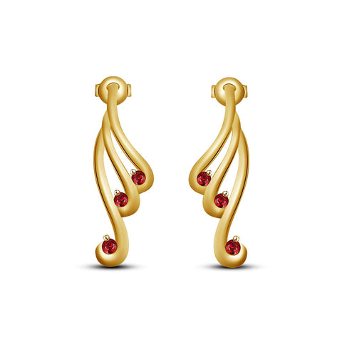 Fashionable 14k Yellow Gold Over .925 Silver Red Ruby Women's Stud Earrings MOTHER'S DAY SPECIAL OFFER - atjewels.in