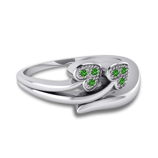 atjewels 18K White Gold On .925 Sterling Silver Green Emerald Bypass Ring for Women's MOTHER'S DAY SPECIAL OFFER - atjewels.in