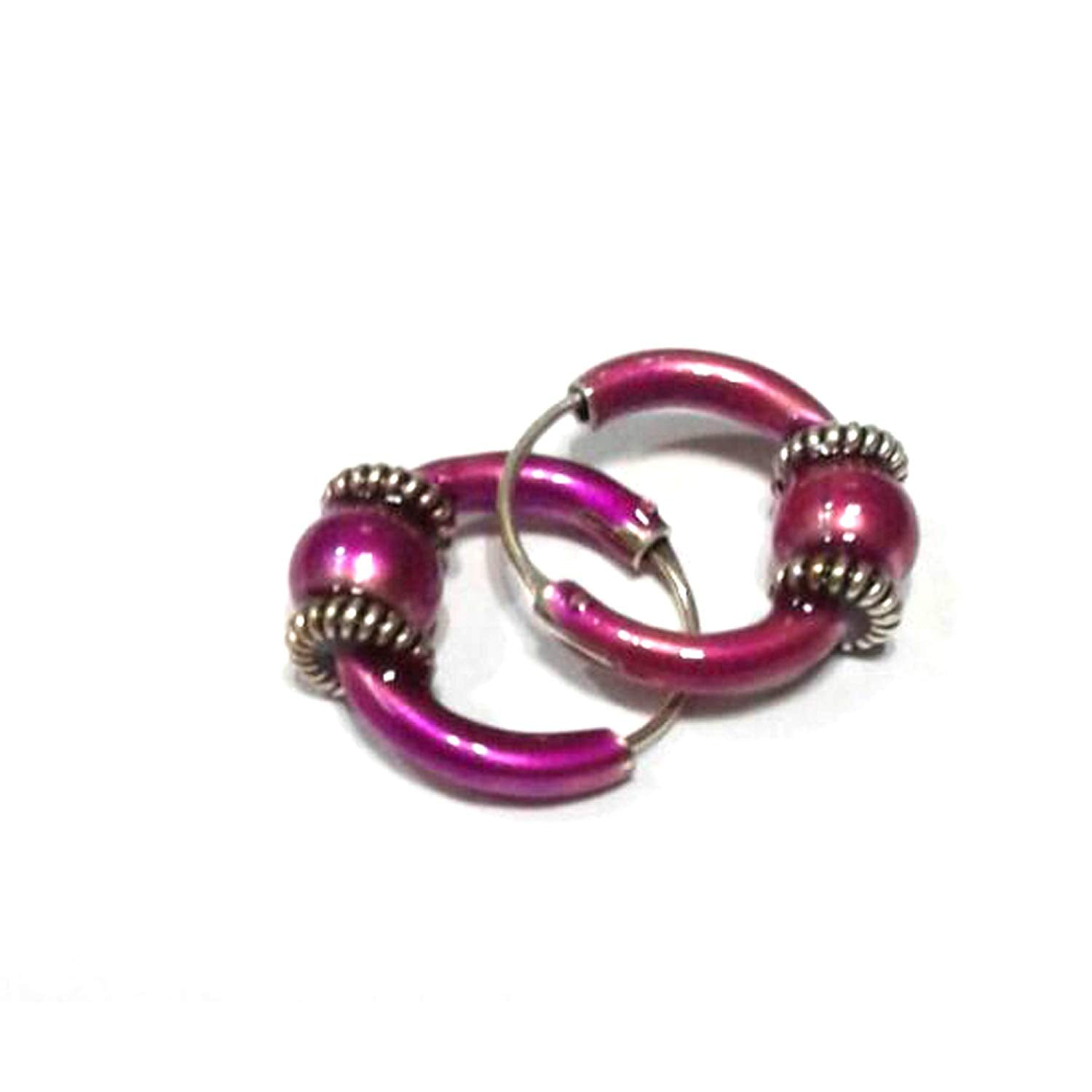 atjewels 925 Sterling Silver With Purple Color Enamel Hoop Earrings For Kid's & Women's MOTHER'S DAY SPECIAL OFFER - atjewels.in