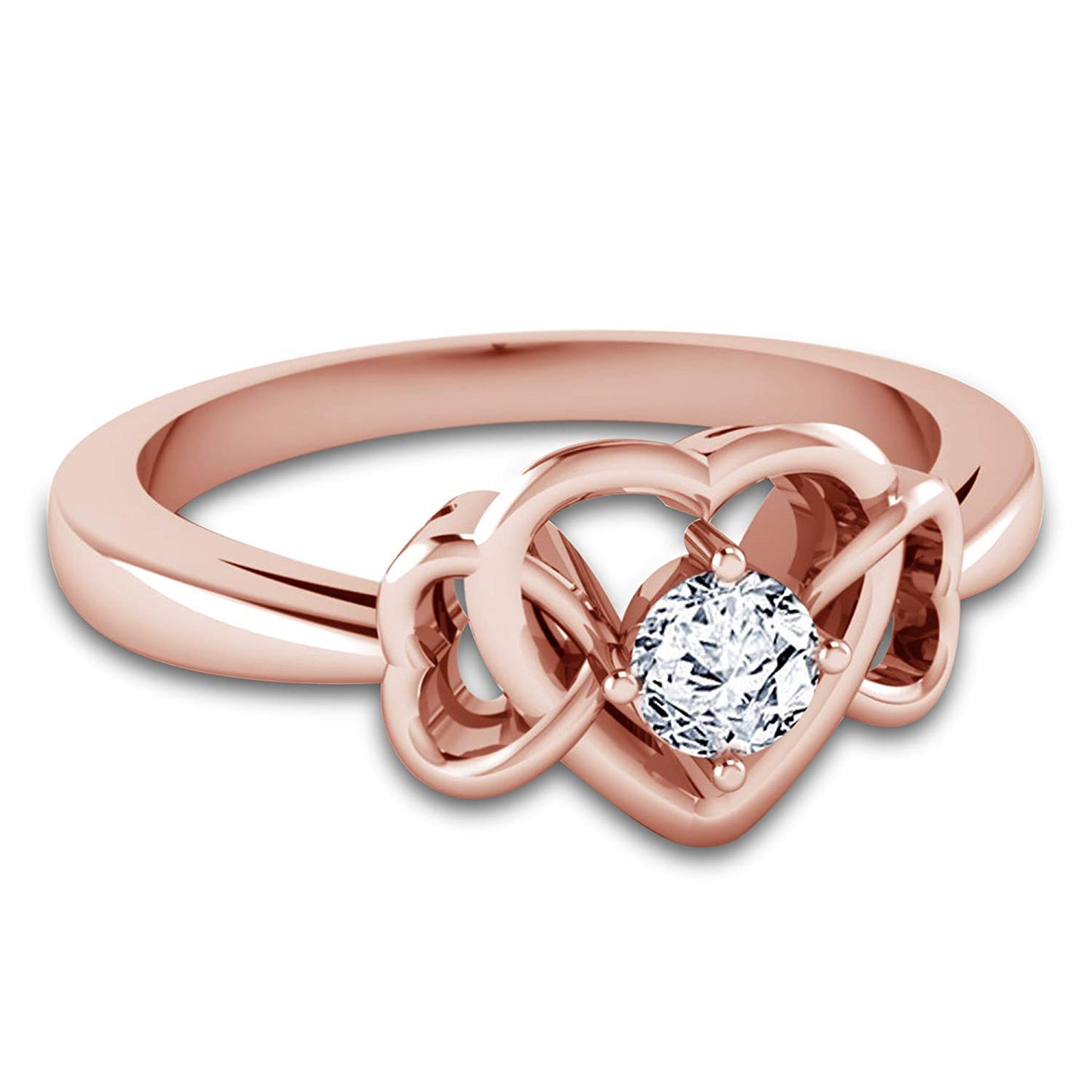 atjewels 18K Rose Gold Over Sterling Silver Solitaire Heart Shape Ring For Women's MOTHER'S DAY SPECIAL OFFER - atjewels.in