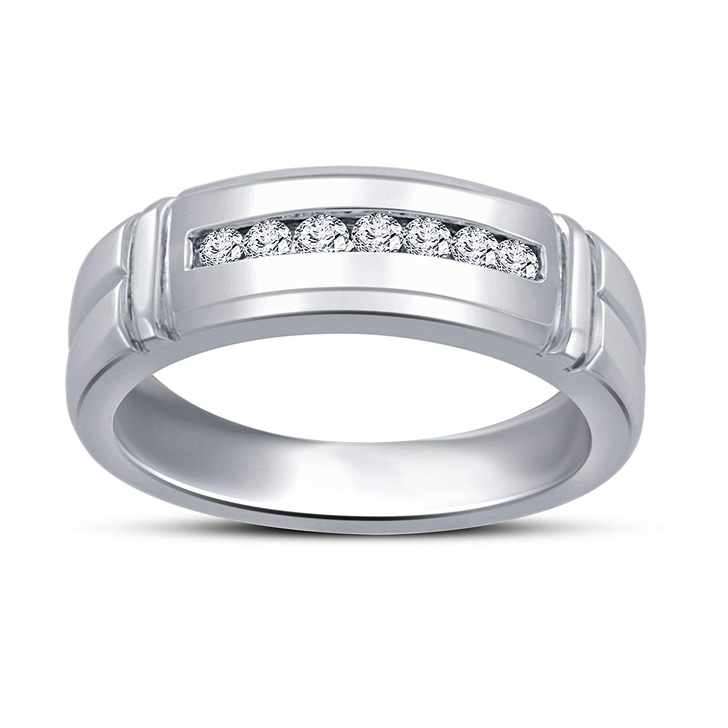 atjewels Round White Zirconia 925 Sterling Silver Wedding Band Ring MOTHER'S DAY SPECIAL OFFER - atjewels.in