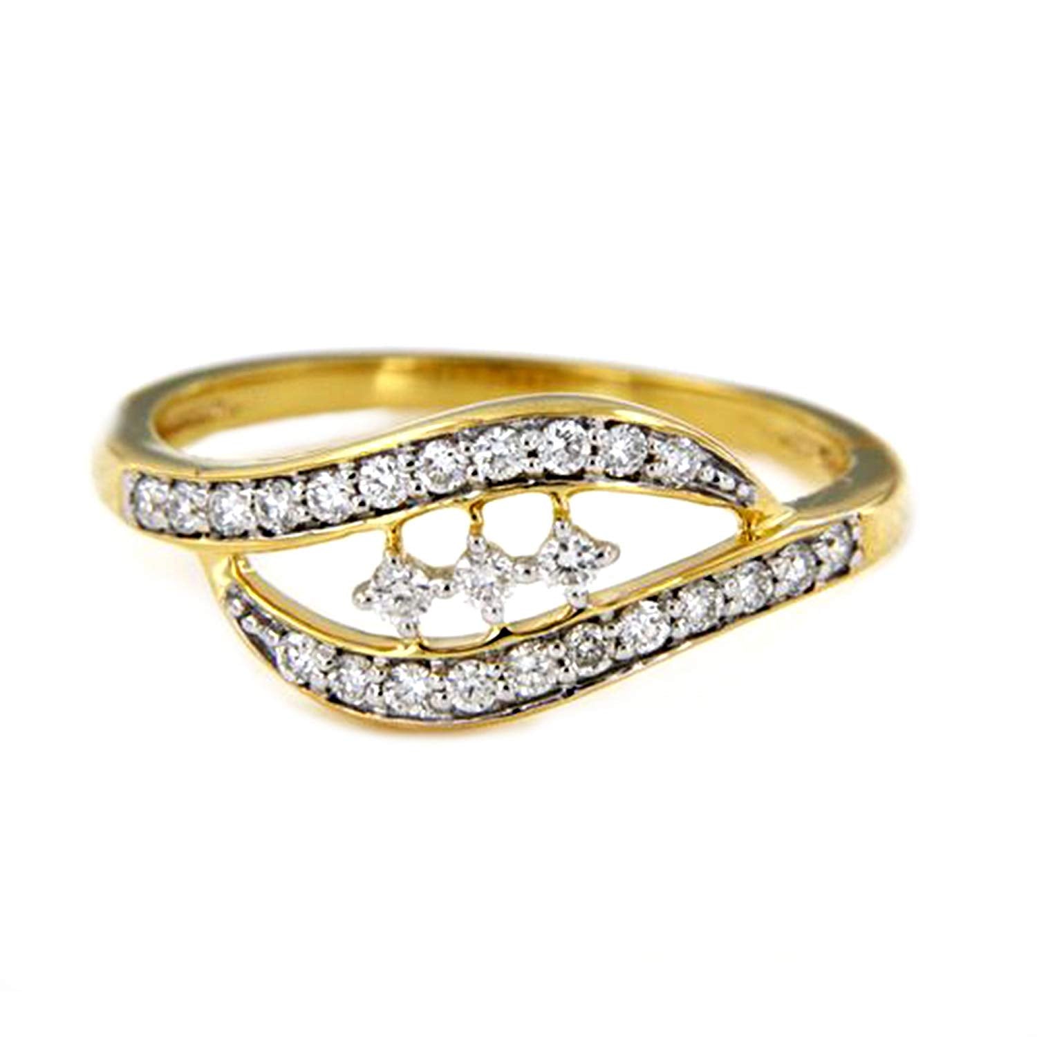 atjewels Round White CZ Wedding Bypass Ring in 18K Yellow Gold Over .925 Sterling Silver MOTHER'S DAY SPECIAL OFFER - atjewels.in