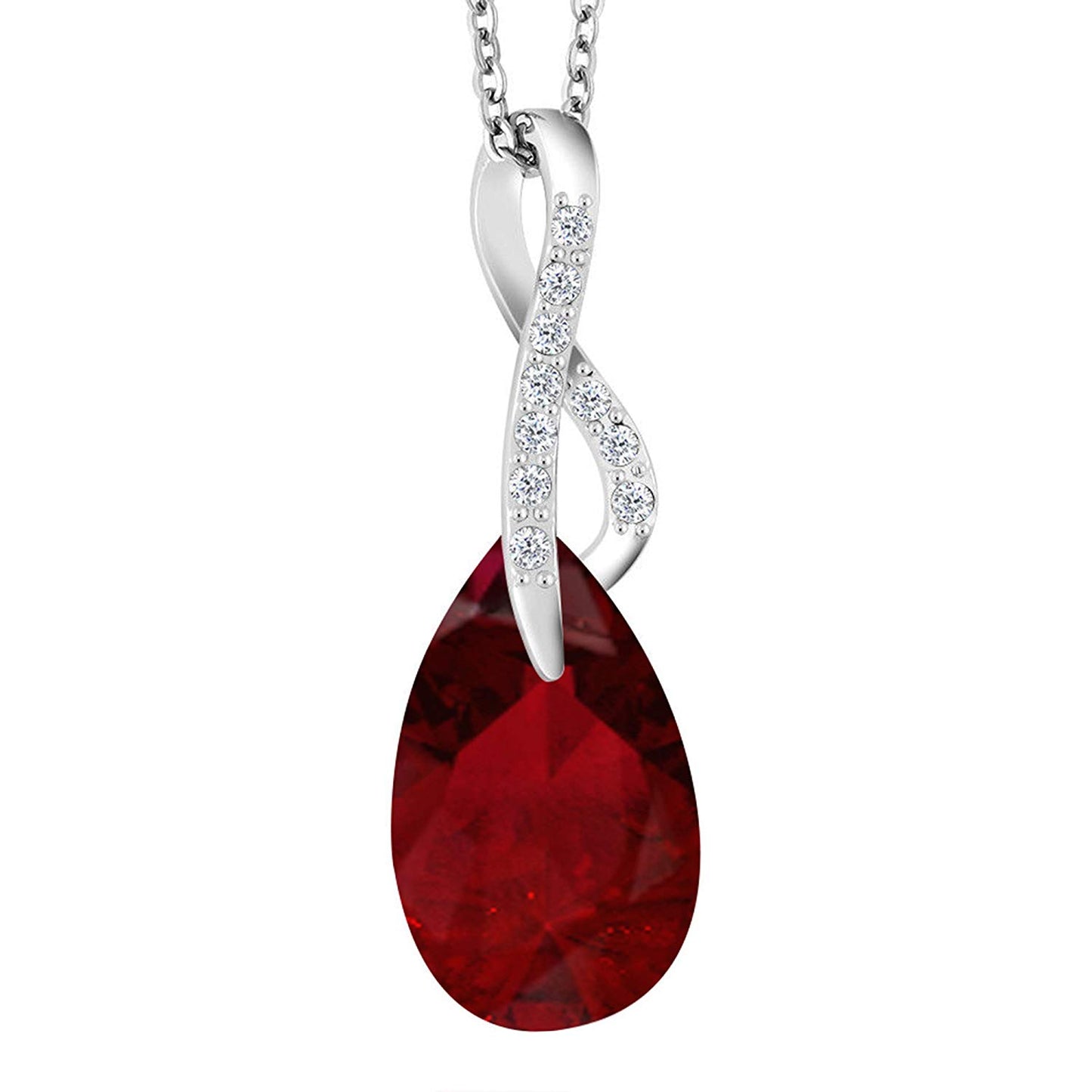 atjewels Pear & Round Cut Selectable Gemstone & White CZ .925 Sterling Silver Infinity Pendant For Girl's & Women's For Christmas Special - atjewels.in