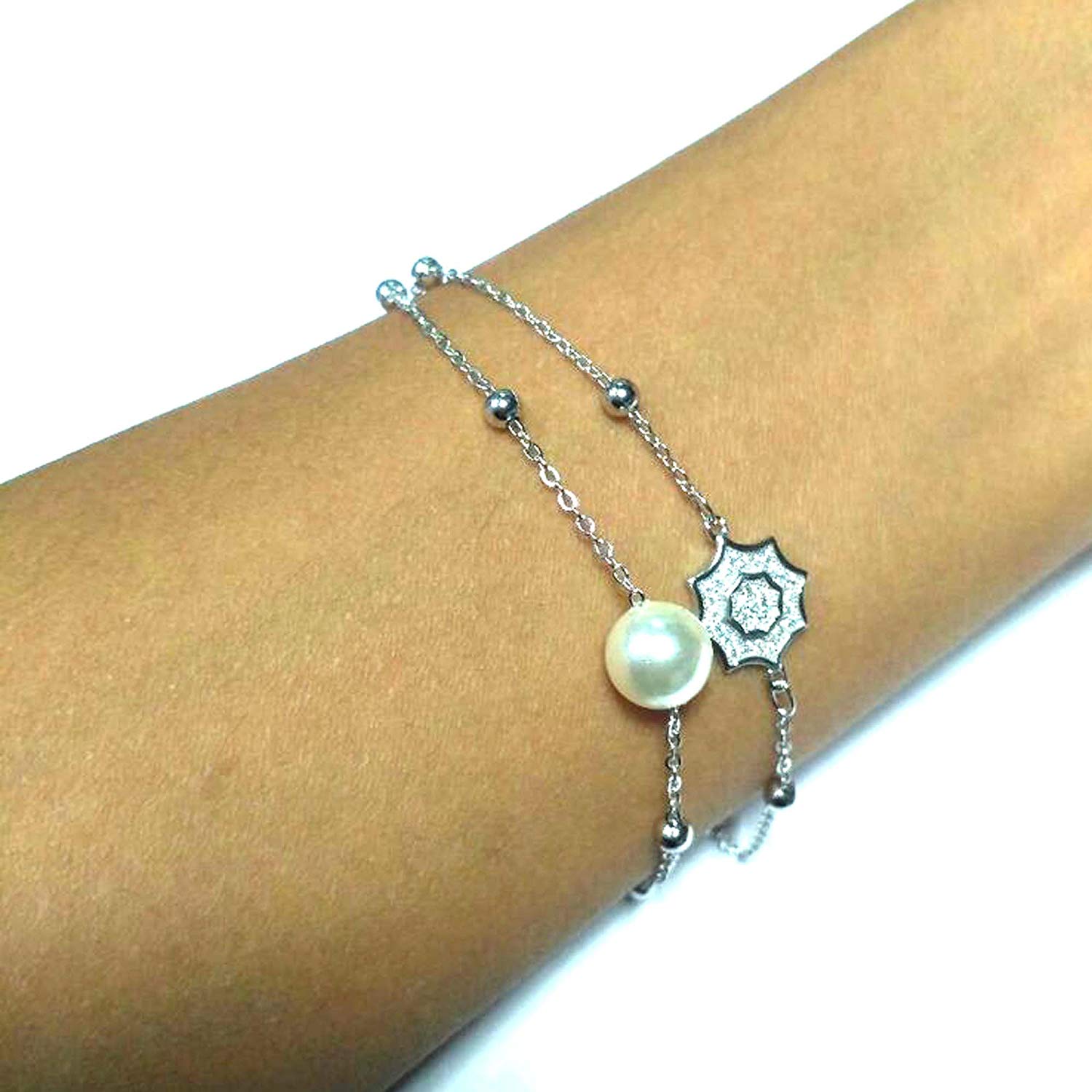 atjewels Round Cut White CZ .925 Sterling Silver 7.5"L Link Bracelet For Girl's And Women's For MOTHER'S DAY SPECIAL OFFER - atjewels.in