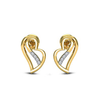 atjewels 18K Solid Yellow Gold Over 925 Sterling Round White CZ Wedding Heart Stud Earrings MOTHER'S DAY SPECIAL OFFER - atjewels.in