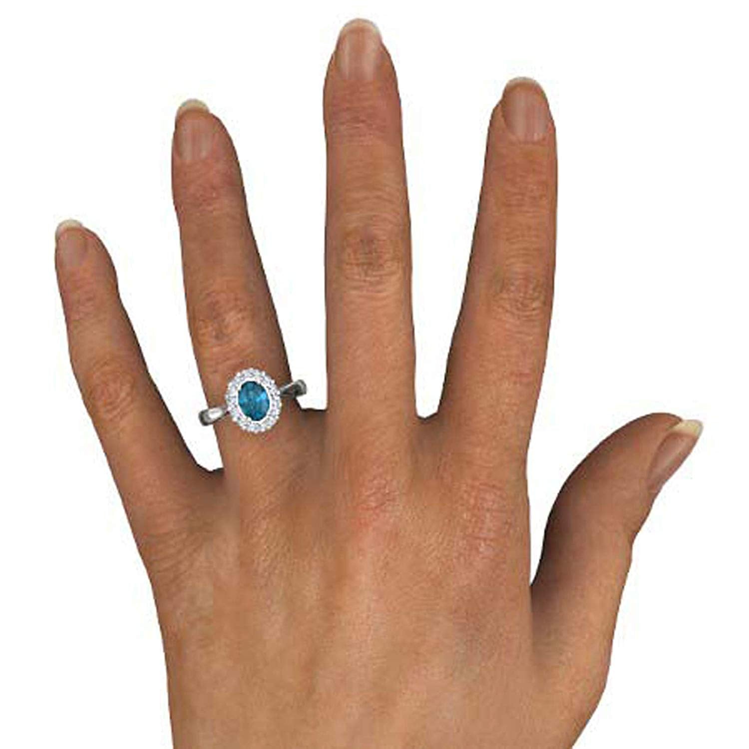 atjewels .925 Sterling Silver Oval Shape Blue Topaz Engagement/Wedding Ring Variation For Women's & Girl's - atjewels.in