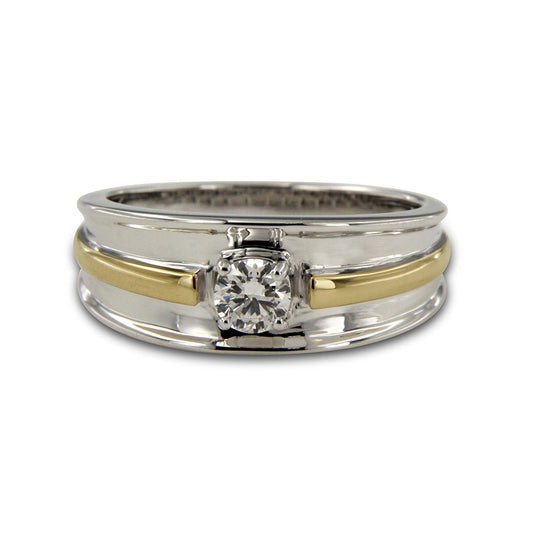 atjewels Special Father's day Yellow and White Gold Over 925 Sterling White Round CZ Diamond in Prong Set Mens Promise Band Ring For Free Sizing MOTHER'S DAY SPECIAL OFFER - atjewels.in