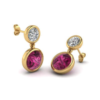 atjewels 14K Yellow Gold Over 925 Sterling Silver Round Cut Red Ruby & White CZ Drop Dangle Earrings For Women's MOTHER'S DAY SPECIAL OFFER - atjewels.in