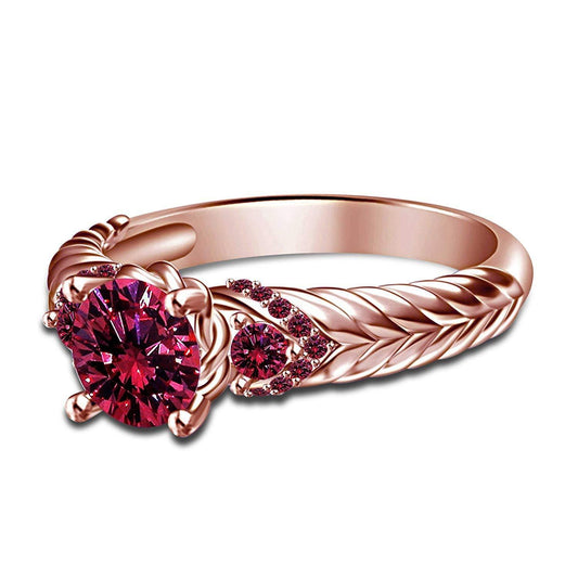 atjewels Round Cut Pink Sapphire 14k Rose Gold Over .925 Sterling Silver  A3 Princess Engagement Ring For Women's and Girl's - atjewels.in