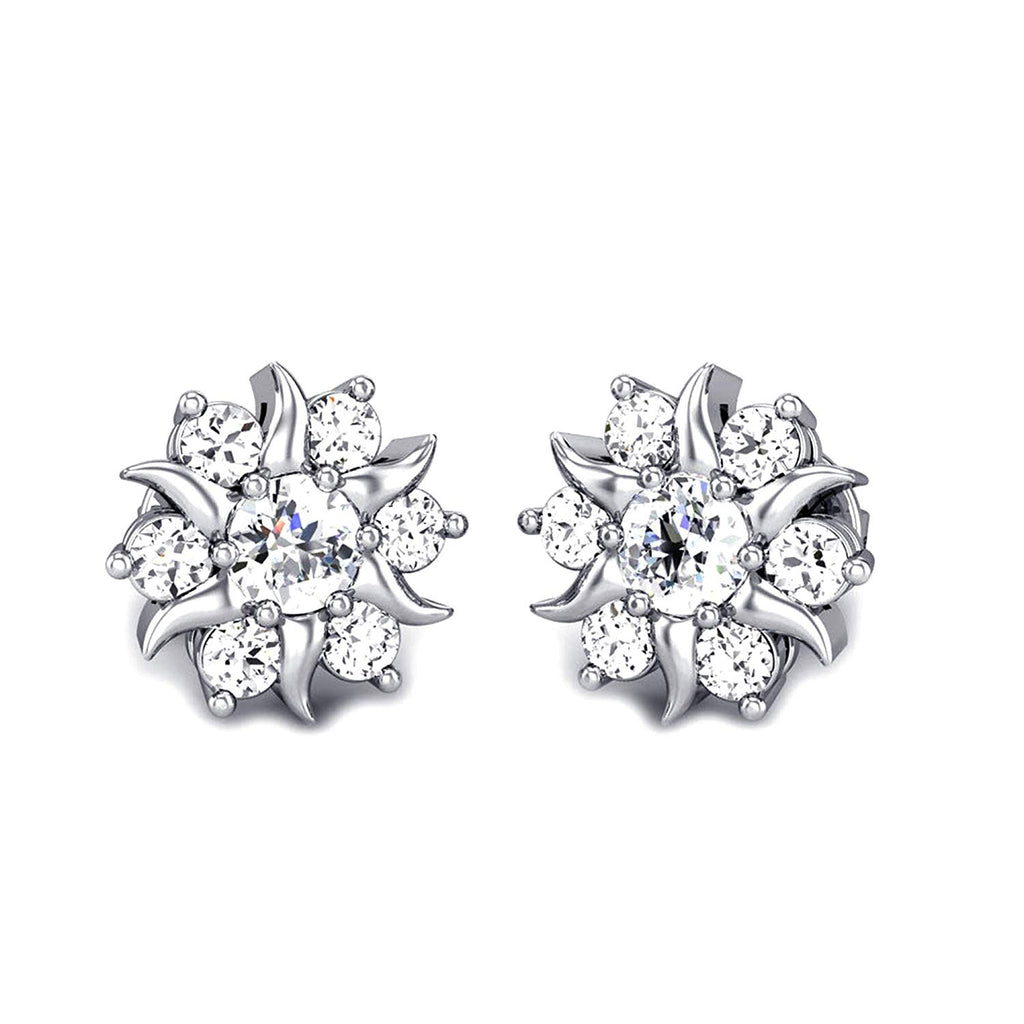 atjewels 0.44 TCW Diamond 14K White Gold Over .925 Silver Round cut Flower Stud Earrings For Women's MOTHER'S DAY SPECIAL OFFER - atjewels.in