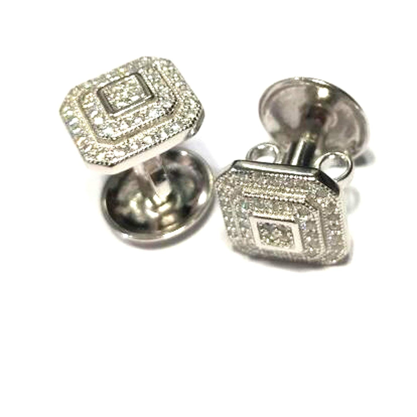 atjewels .925 Sterling silver Round Cut White Cubic Zircon Pair Of Hexagon Shape Cufflink For Men MOTHER'S DAY SPECIAL OFFER - atjewels.in