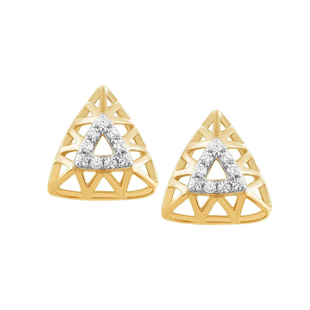 atjewels 14K Two tone Gold Over 925 Sterling Silver Round White CZ Triangle Shaped Stud Earrings MOTHER'S DAY SPECIAL OFFER - atjewels.in
