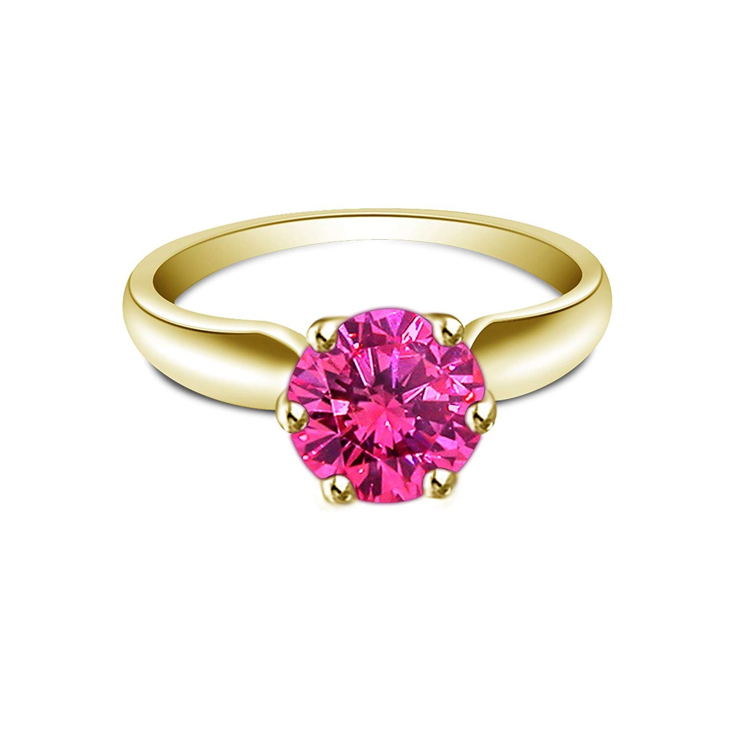 atjewels Round Cut Multi-Color Gemstone 14K Yellow Gold Over .925 Sterling Silver Solitaire Engagement Ring For Women's and Girl's For Diwali Special - atjewels.in