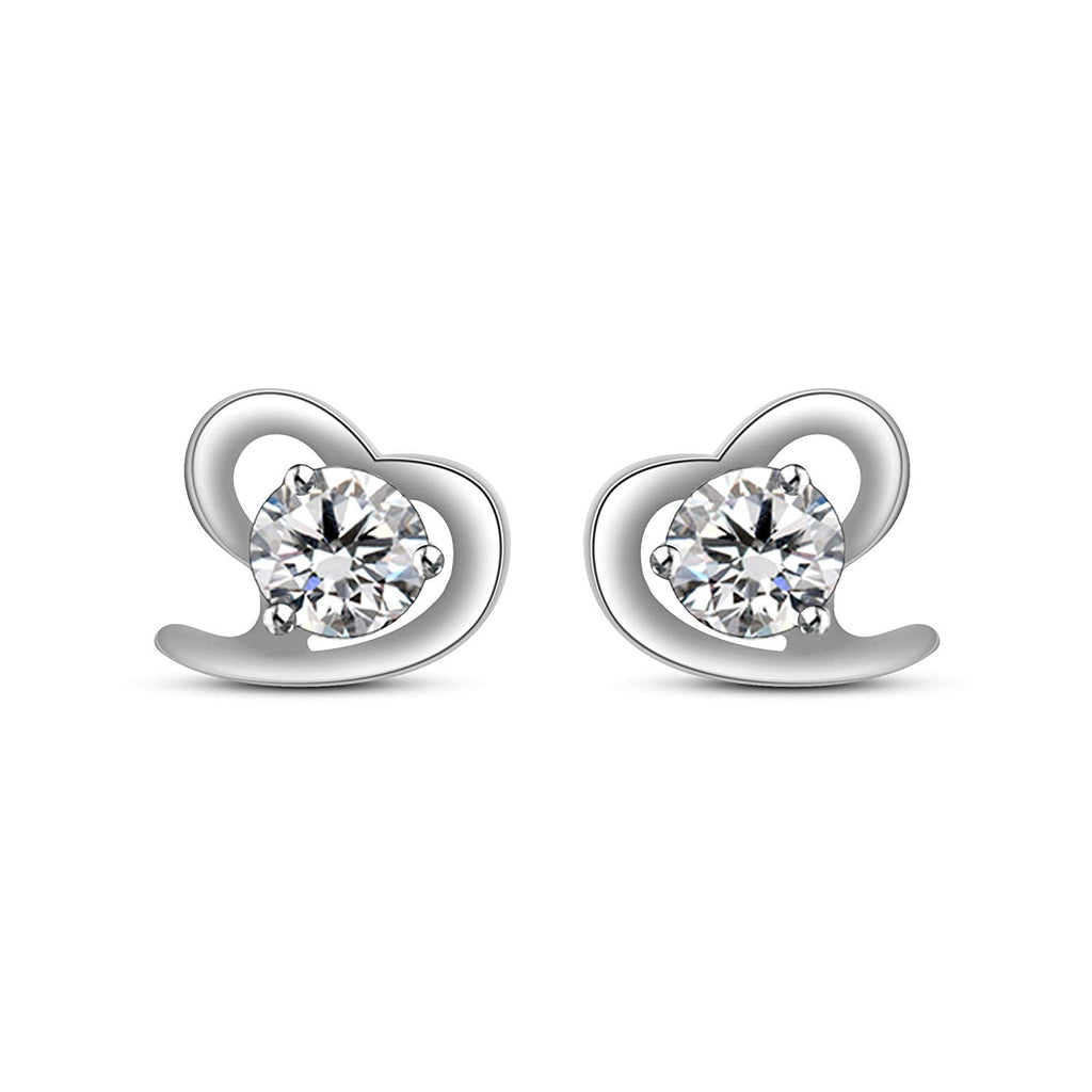 Buy 14k White Gold Tiny 2.5mm Solitaire Round Cubic Zirconia Small CZ Stud  Earrings with 14k Gold butterfly Push-backs at Amazon.in