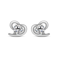 atjewels Heart Shape Stud Earrings In White Gold On Silver Round Cut White CZ MOTHER'S DAY SPECIAL OFFER - atjewels.in