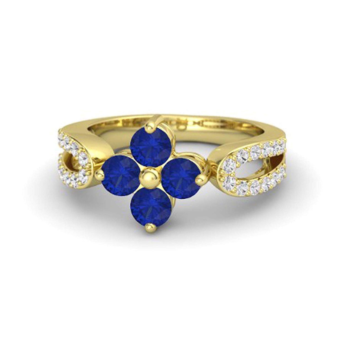 atjewels Round Cut Gemstone & White CZ .925 Sterling Silver Engagement Flower Ring For Girl's and Women's For Diwali Special - atjewels.in