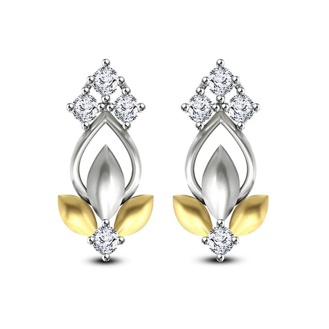 atjewels 18K Twotone Gold Over 925 Sterling Round Cut White CZ Screw Back Stylish Flower Stud Earrings MOTHER'S DAY SPECIAL OFFER - atjewels.in