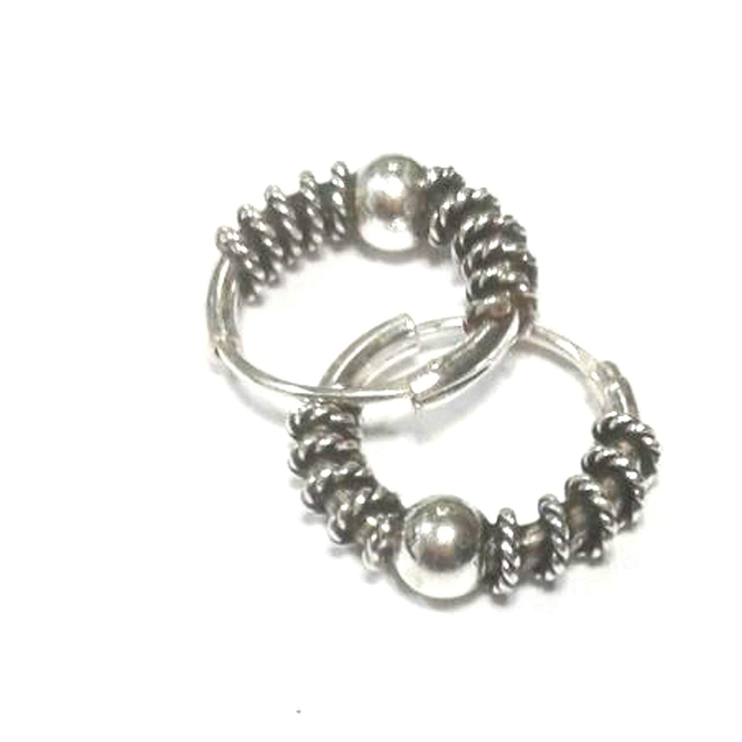 atjewels Oxidised .925 Sterling Silver Hoop Earrings For Girl's and Women's For MOTHER'S DAY SPECIAL OFFER - atjewels.in