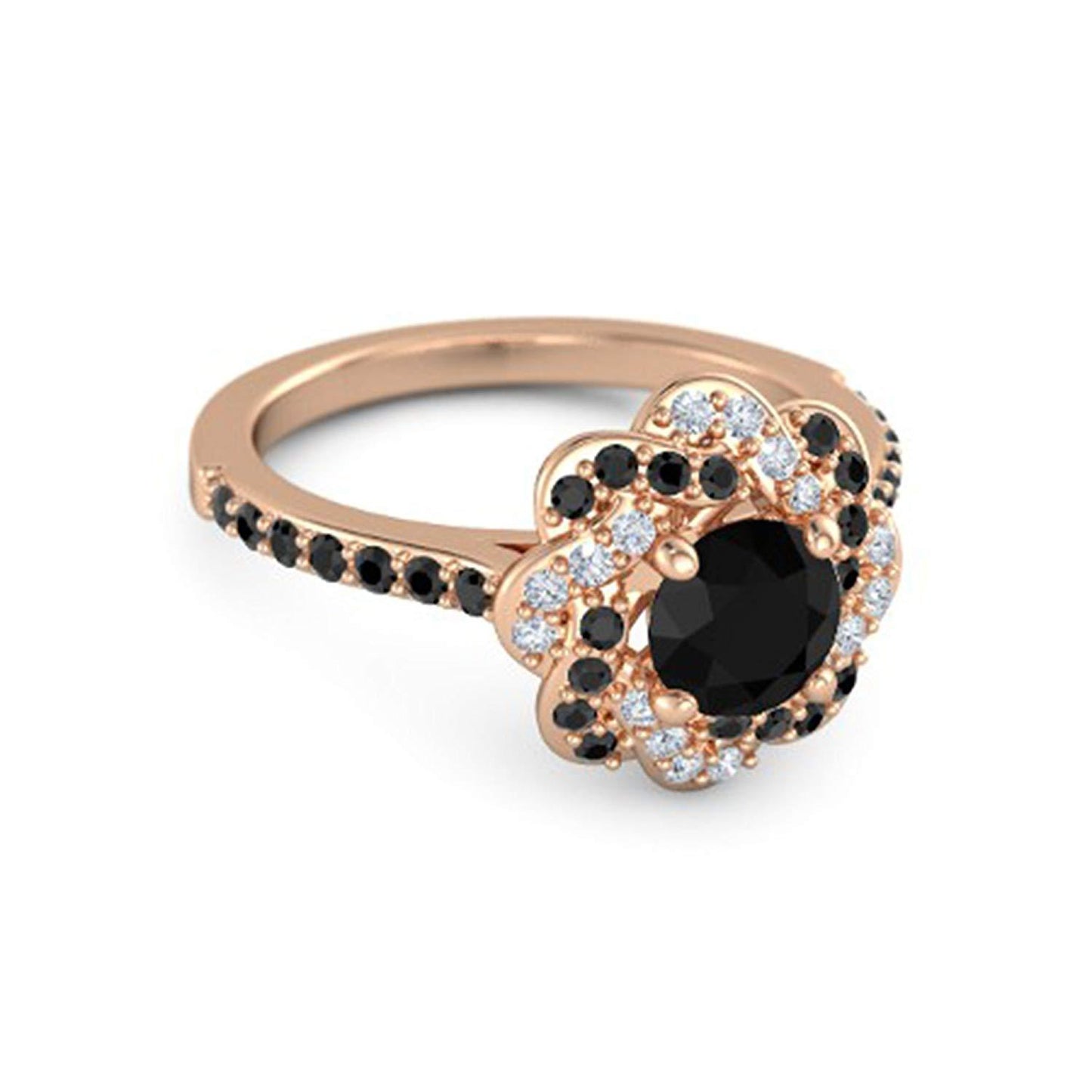 atjewels Rose Gold Plated 925 Sterling Silver Round White & Black CZ  Princess Engagement Ring MOTHER'S DAY SPECIAL OFFER - atjewels.in