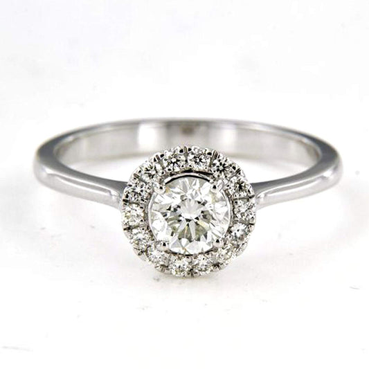 atjewels 18K White Gold Over .925 Silver With Round Cut Solitaire With Accent Ring For Women MOTHER'S DAY SPECIAL OFFER - atjewels.in