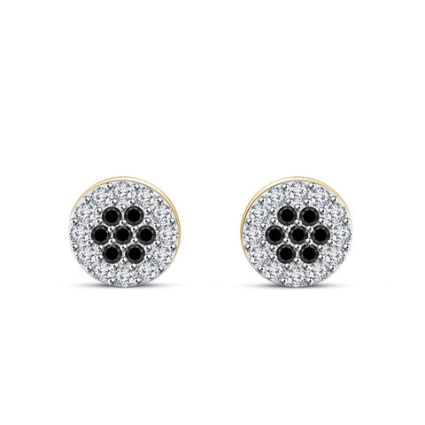 atjewels 14K Rose Gold Plated on 925 Silver Round Black and White CZ Wedding Stud Earrings MOTHER'S DAY SPECIAL OFFER - atjewels.in