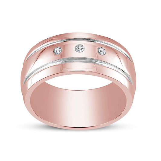 atjewels Three Stone Wedding Band Ring in 18K Rose Gold Over 925 Sterling White CZ MOTHER'S DAY SPECIAL OFFER - atjewels.in