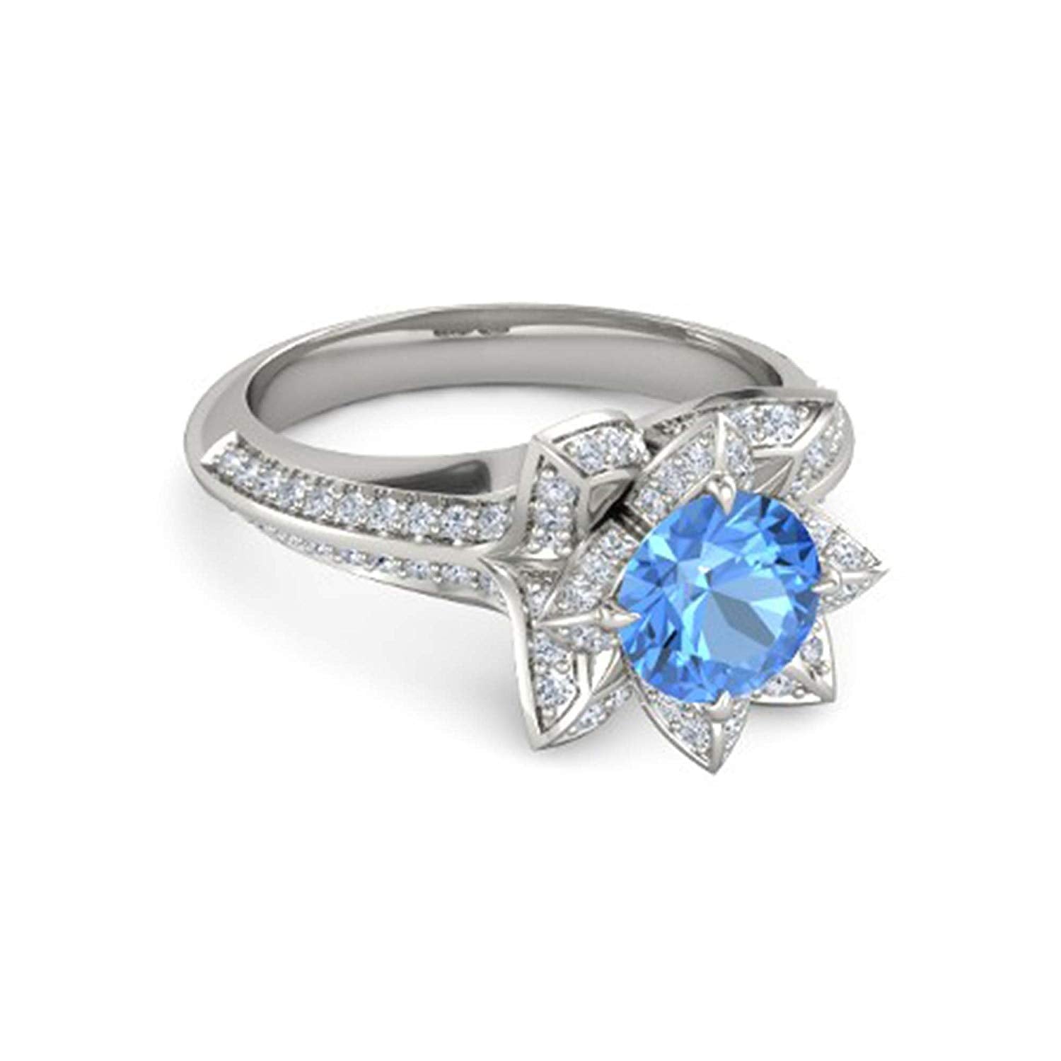 atjewels 925 Sterling Silver Round Cut Multi-Color Gemstone With White Czubic Zircon Lotus Ring For Women's MOTHER'S DAY SPECIAL OFFER - atjewels.in