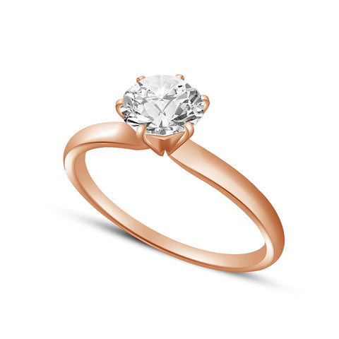 atjewels 14K Rose Gold Plated On 925 Silver Round White CZ Solitaire Engagement Ring MOTHER'S DAY SPECIAL OFFER - atjewels.in
