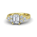 atjewels 18K Yellow Gold Over 925 Silver Emerald and Round White CZ Engagement Ring MOTHER'S DAY SPECIAL OFFER - atjewels.in