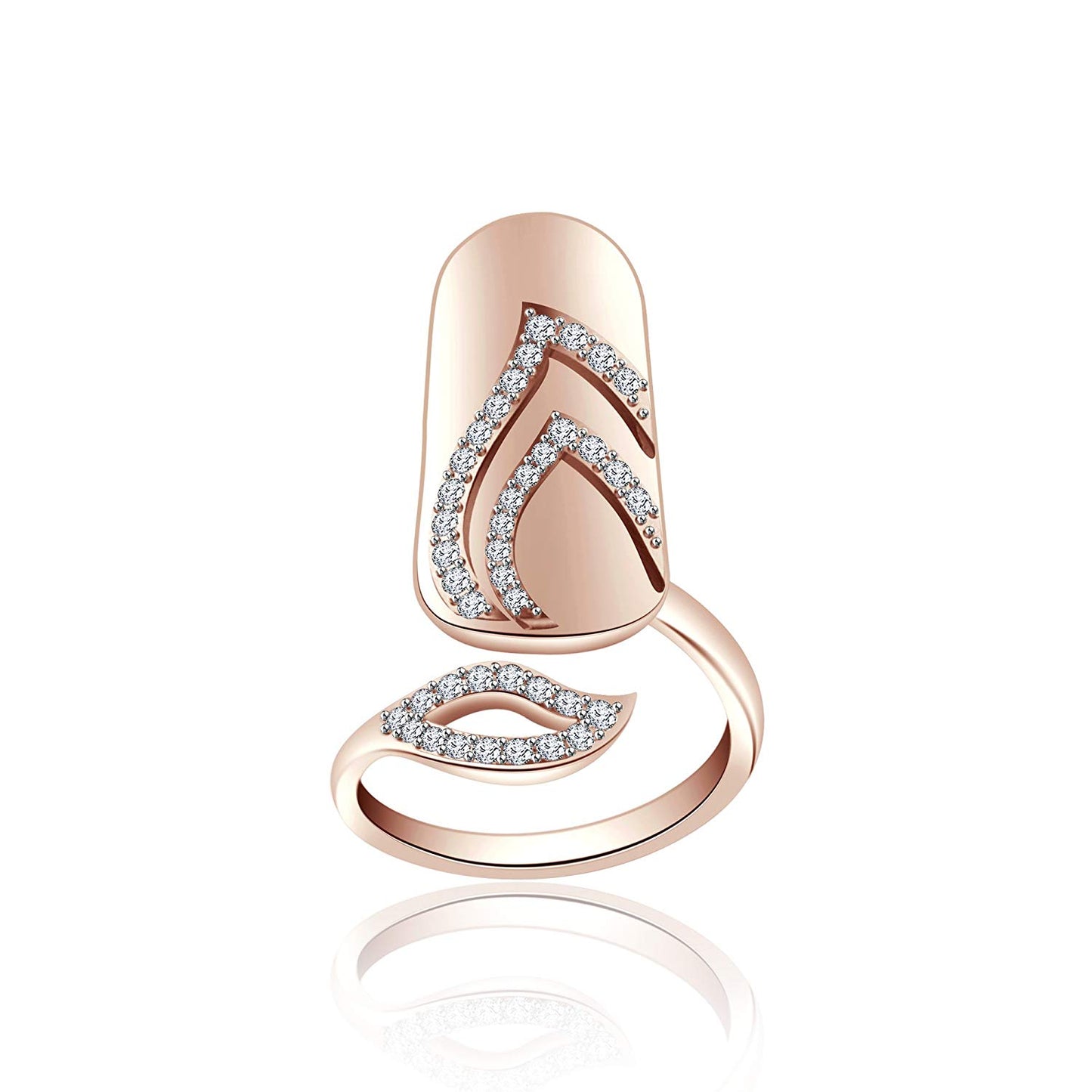 14k White Gold Over .925 Sterling Round Fashionable White Zircon Nail Ring Free Sizing For Women's - atjewels.in