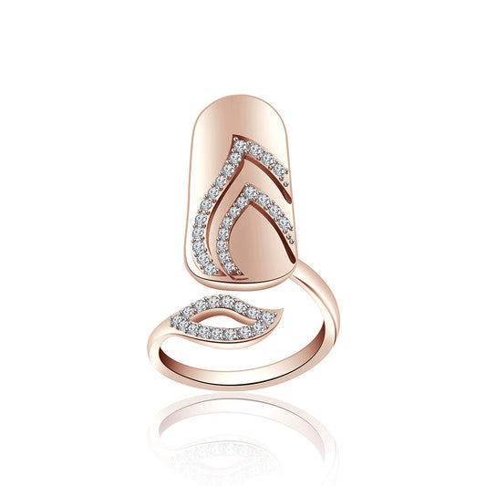 14k White Gold Over .925 Sterling Round Fashionable White Zircon Nail Ring Free Sizing For Women's - atjewels.in