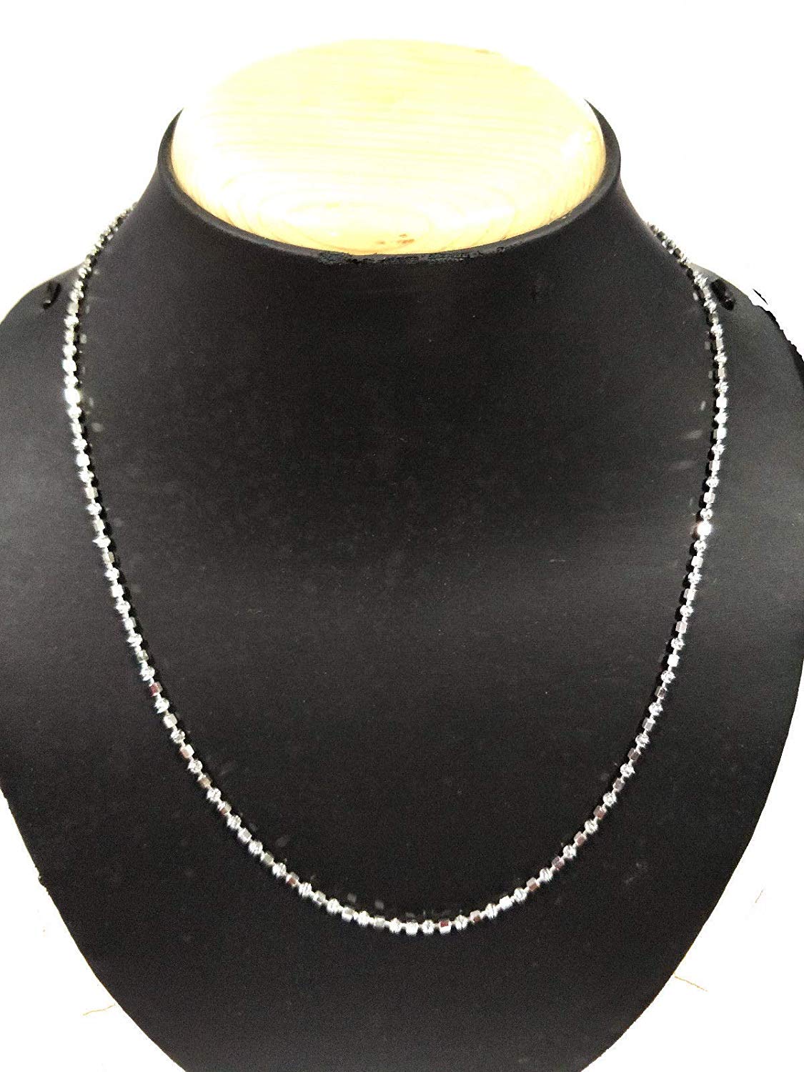 ATJewels 14k White Gold Over 925 Sterling Silver Ball and Bar Chain 18" Unisex Necklace - atjewels.in